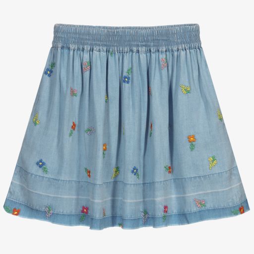 Stella McCartney Kids-Голубая юбка из шамбре для подростков | Childrensalon Outlet