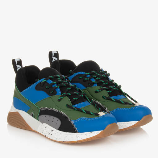 Stella McCartney Kids-ترينرز بأربطة جلد صناعي لون أزرق تينز | Childrensalon Outlet