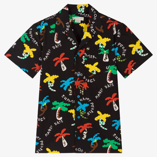 Stella McCartney Kids-Teen Boys Black Palm Print Shirt | Childrensalon Outlet