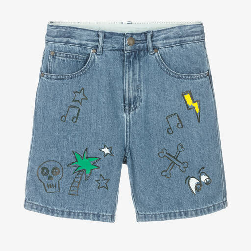 Stella McCartney Kids-Blaue Teen Baumwoll-Jeans-Shorts | Childrensalon Outlet