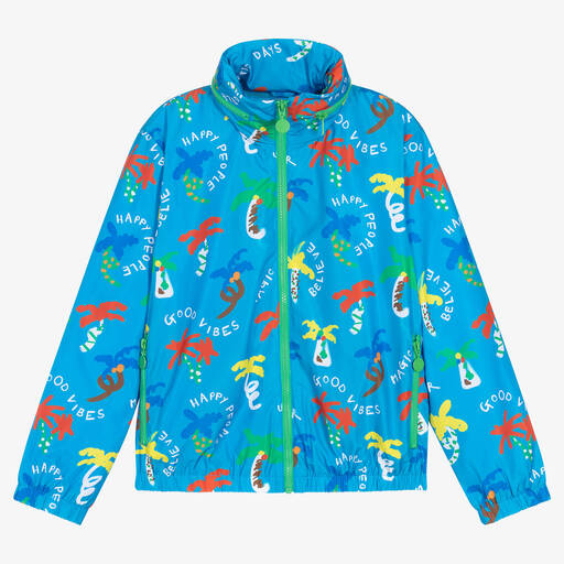 Stella McCartney Kids-Teen Boys Blue Hooded Trees Jacket | Childrensalon Outlet