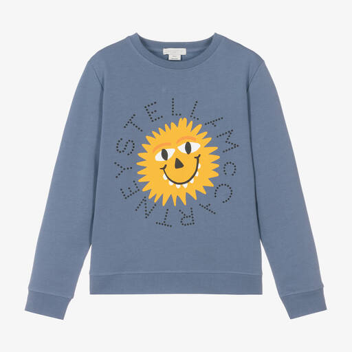 Stella McCartney Kids-Teen Boys Blue Organic Cotton Sweatshirt | Childrensalon Outlet