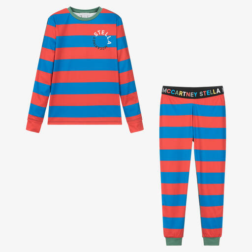 Stella McCartney Kids-Синий топ и термоштанишки в красную полоску | Childrensalon Outlet