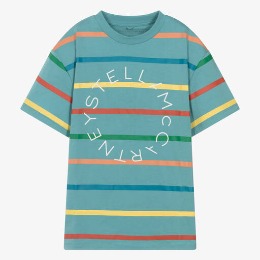 Stella McCartney Kids-Teen Boys Blue Striped Cotton T-Shirt | Childrensalon Outlet