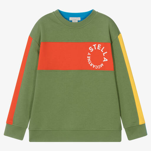 Stella McCartney Kids-Teen Boys Green & Blue Cotton Sweatshirt | Childrensalon Outlet