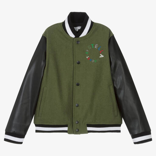 Stella McCartney Kids-Teen Boys Green Wool Varsity Jacket | Childrensalon Outlet