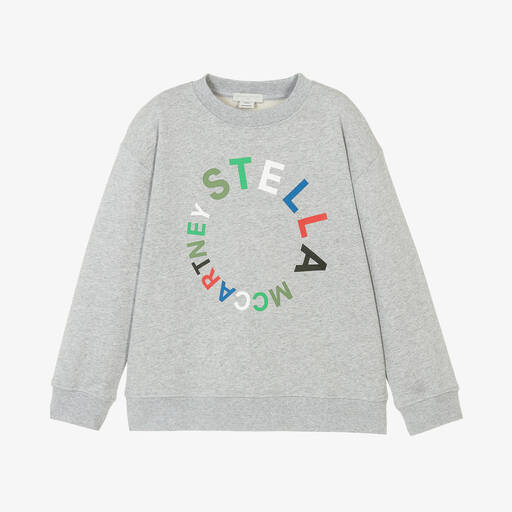 Stella McCartney Kids-Sweat gris en coton bio ado garçon | Childrensalon Outlet