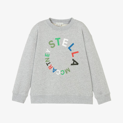 Stella McCartney Kids-سويتشيرت تينز ولادي قطن عضوي لون رمادي | Childrensalon Outlet