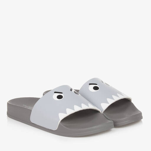 Stella McCartney Kids-Teen Boys Grey Shark Sliders | Childrensalon Outlet