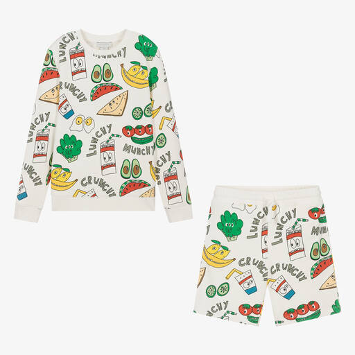Stella McCartney Kids-طقم شورت قطن عضوي لون عاجي للمراهقين | Childrensalon Outlet