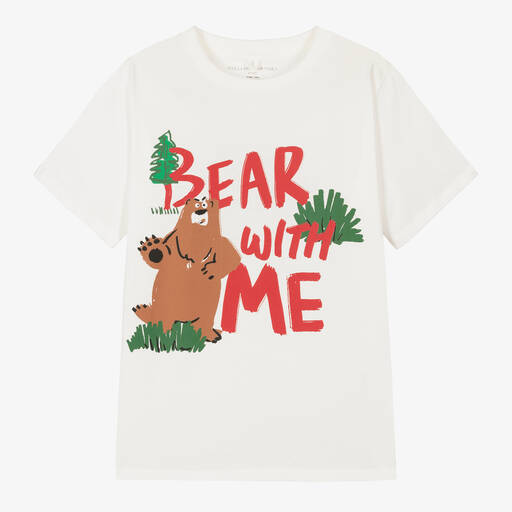 Stella McCartney Kids-Кремовая футболка из органического хлопка | Childrensalon Outlet
