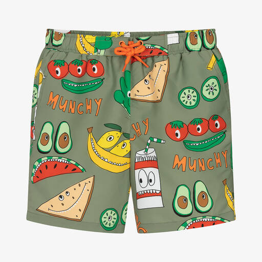 Stella McCartney Kids-Teen Boys Khaki Green Recycled Swim Shorts | Childrensalon Outlet