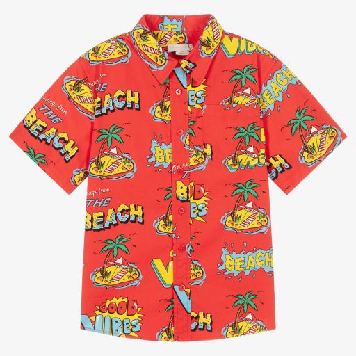 Stella McCartney Kids-Красная хлопковая рубашка для подростков | Childrensalon Outlet