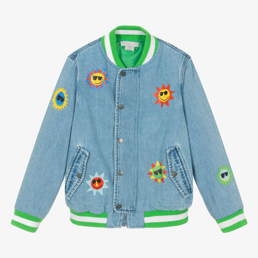 Stella McCartney Kids-Teen Boys Sun Print Denim Bomber Jacket | Childrensalon Outlet