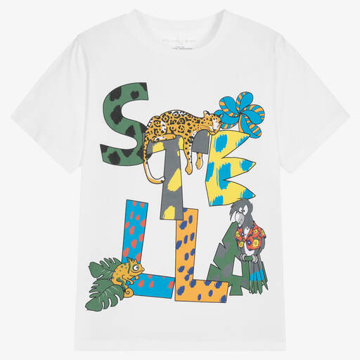 Stella McCartney Kids-تيشيرت تينز ولادي قطن عضوي لون أبيض | Childrensalon Outlet