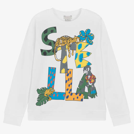 Stella McCartney Kids-Teen Boys White Cotton Sweatshirt | Childrensalon Outlet