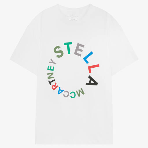 Stella McCartney Kids-تيشيرت تينز ولادي قطن عضوي لون أبيض | Childrensalon Outlet