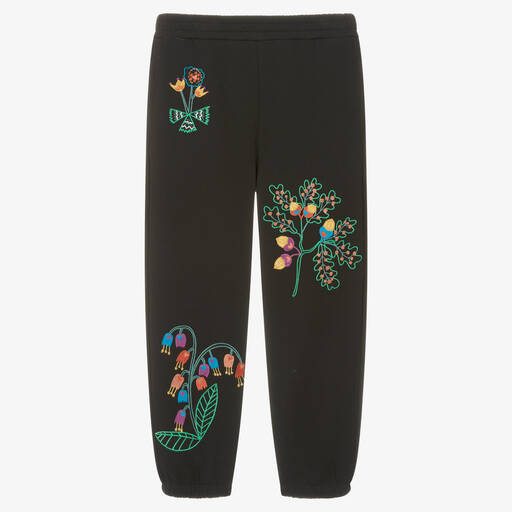 Stella McCartney Kids-Teen Girls Black Embroidered Joggers | Childrensalon Outlet