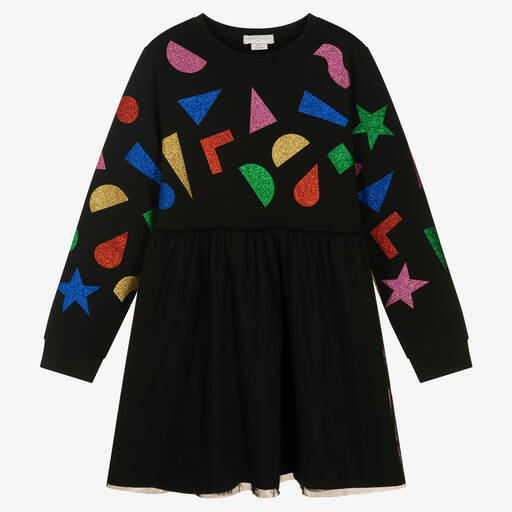 Stella McCartney Kids-Teen Girls Black Glitter Shapes Dress | Childrensalon Outlet