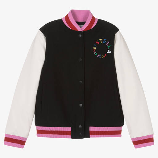 Stella McCartney Kids-Teen Girls Black & Ivory Bomber Jacket | Childrensalon Outlet
