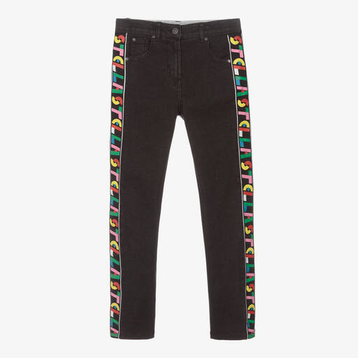 Stella McCartney Kids-Teen Girls Black Logo Tape Jeans | Childrensalon Outlet