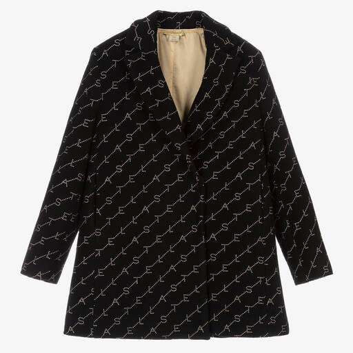 Stella McCartney Kids-Teen Girls Black Wool Coat  | Childrensalon Outlet