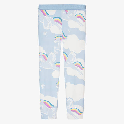 Stella McCartney Kids-Teen Girls Blue Cotton Unicorn Leggings | Childrensalon Outlet