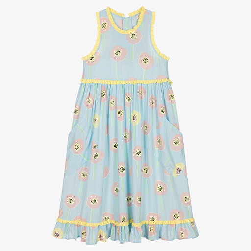 Stella McCartney Kids-Teen Girls Blue Floral Viscose Dress | Childrensalon Outlet