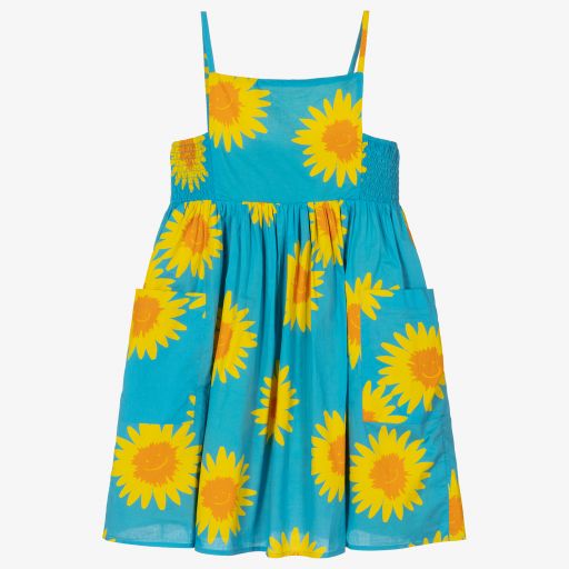 Stella McCartney Kids-فستان تينز بناتي قطن عضوي فوال لون أزرق | Childrensalon Outlet