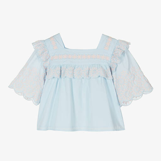 Stella McCartney Kids-Teen Girls Blue & Pink Cotton Blouse | Childrensalon Outlet