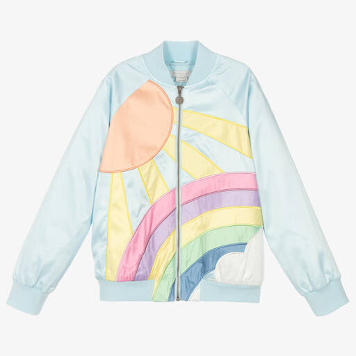Stella McCartney Kids-Teen Girls Blue Rainbow Bomber Jacket | Childrensalon Outlet