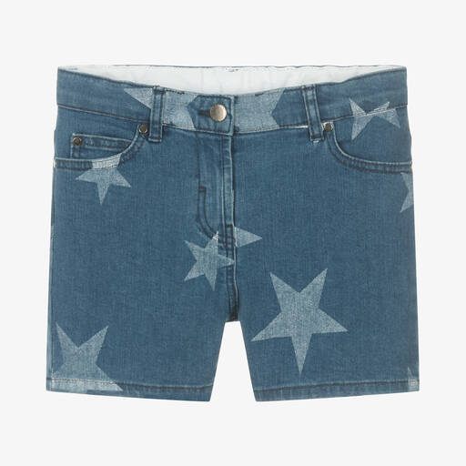 Stella McCartney Kids-Teen Girls Blue Star Print Denim Shorts | Childrensalon Outlet