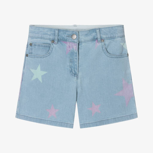 Stella McCartney Kids-Голубые джинсовые шорты со звездами для девочек-подростков | Childrensalon Outlet