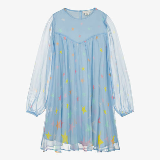 Stella McCartney Kids-Teen Girls Blue Stars Silk Chiffon Dress | Childrensalon Outlet
