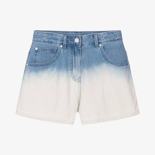 Stella McCartney Kids-Teen Girls Blue & White Ombré Denim Shorts | Childrensalon Outlet