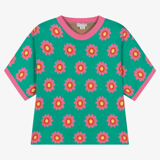Stella McCartney Kids-Teen Girls Green & Pink Flowers Top | Childrensalon Outlet