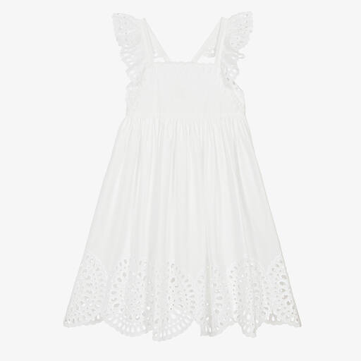 Stella McCartney Kids-Teen Girls Ivory Broderie Anglaise Dress | Childrensalon Outlet