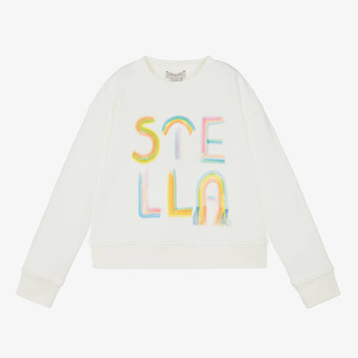 Stella McCartney Kids-Teen Baumwoll-Sweatshirt Elfenbein | Childrensalon Outlet