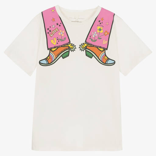 Stella McCartney Kids-Teen Girls Ivory Cotton T-Shirt | Childrensalon Outlet