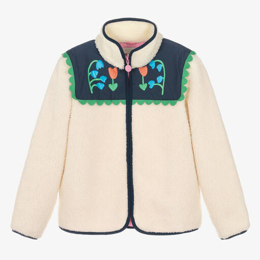 Stella McCartney Kids-جاكيت بطبعة ورود فليس لون عاجي تينز بناتي | Childrensalon Outlet