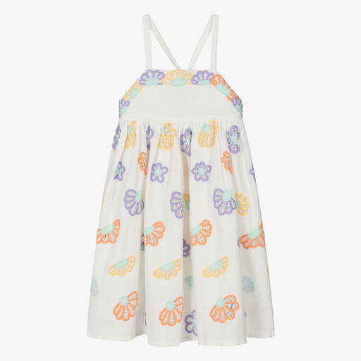 Stella McCartney Kids-Teen Girls Ivory Floral Linen Dress | Childrensalon Outlet
