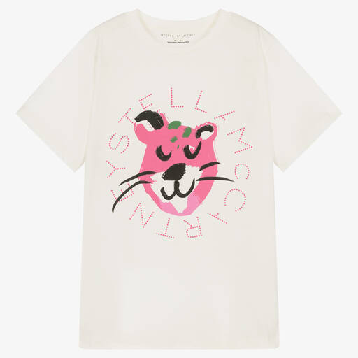 Stella McCartney Kids-Teen Girls Ivory & Pink Leopard T-Shirt | Childrensalon Outlet