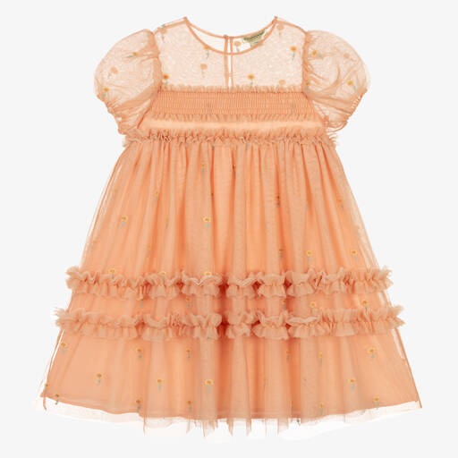 Stella McCartney Kids-Teen Girls Pastel Orange Tulle Dress | Childrensalon Outlet