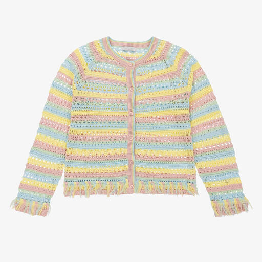 Stella McCartney Kids-Teen Girls Pastel Rainbow Stripe Cardigan | Childrensalon Outlet
