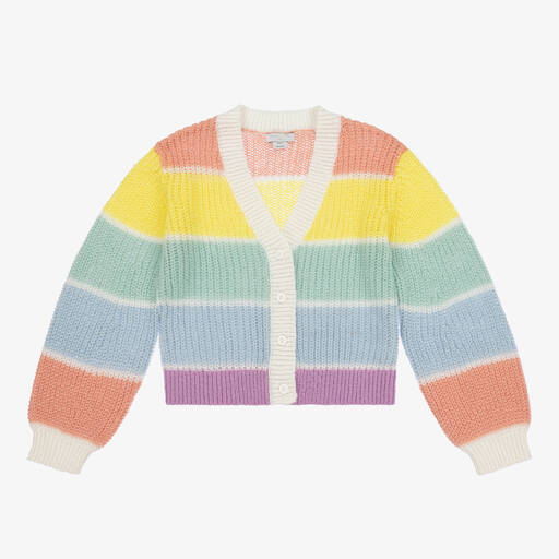 Stella McCartney Kids-Teen Girls Pastel Rainbow Stripe Cardigan | Childrensalon Outlet