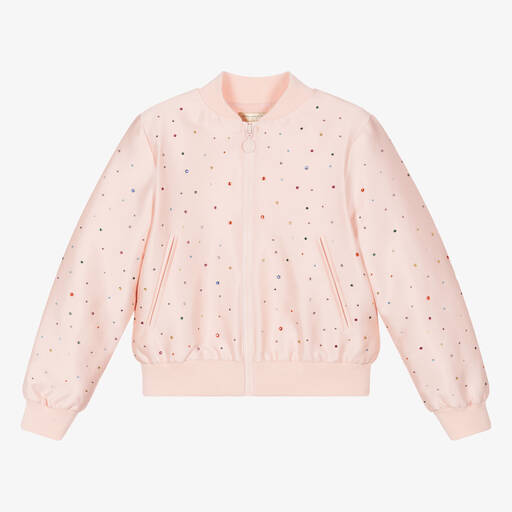 Stella McCartney Kids-جاكيت حرير وقطن لون زهري | Childrensalon Outlet