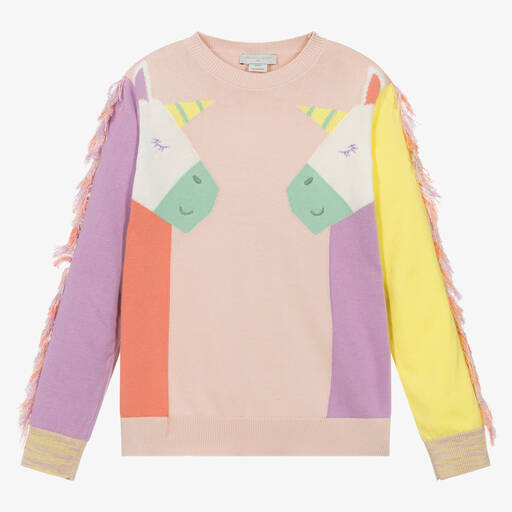 Stella McCartney Kids-Teen Girls Pink Cotton Unicorn Sweater | Childrensalon Outlet