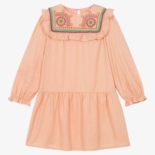 Stella McCartney Kids-Розовое хлопковое платье с вышивкой | Childrensalon Outlet