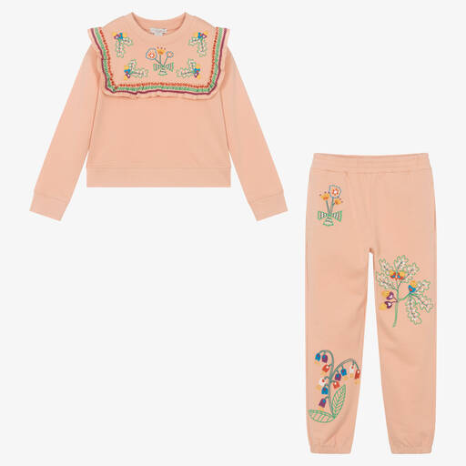 Stella McCartney Kids-Розовый спортивный костюм с вышивкой | Childrensalon Outlet