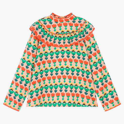 Stella McCartney Kids-بلوز بطبعة توليب بوبلين لون زهري تينز بناتي | Childrensalon Outlet
